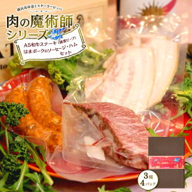 【ふるさと納税】肉の魔術師シリーズ　A5和牛ステーキ（横濱ビーフ）・はまパークのソーセージ・ハムセット【3種4パック入り】 | 肉 お肉 にく 食品 人気 おすすめ 送料無料 ギフト