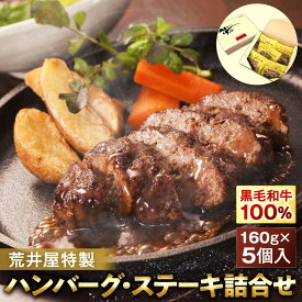 【ふるさと納税】荒井屋特製ハンバーグ・ステーキ詰合せ（5個入）