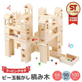 【ふるさと納税】【選べる種類】tanoshimu ビー玉転がし 積み木 66pcs/96pcs/100pcs | 知育玩具 おもちゃ 木製 ブロック 3歳 4歳 5歳 誕生日 立体 パズル 入園 入学 男の子 女の子 クリスマス プレゼント 指先知育 図形 算数 学習 教育玩具 スロープトイ 無塗装