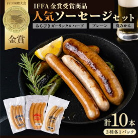 【ふるさと納税】人気ソーセージ（プレーン・夏みかん・あらびきガーリックハーブ）詰め合わせセット【有限会社横須賀松坂屋】[AKCY003]