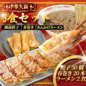 【ふるさと納税】 ぎょうざ 餃子 50個 春巻き 20本 ラーメン 2食 セット 冷凍餃子 生餃子 冷凍 手作り餃子 冷凍食品 詰合せ 春巻 らーめん ギョウザ 肉汁 旨い 小分け パック 豚肉 肉 野菜 焼き餃子 gyouza ギョーザ ご飯 おかず 夕食 簡単 時短 中華料理 神奈川 湘南 藤沢