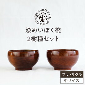 【ふるさと納税】漆めいぼく椀 中 2樹種セット(ブナ・サクラ)【めいぼく椀11.5φ×6.8cm 手作り ふき漆塗り 国産天然木 おしゃれ プレゼント 記念 お祝い お椀 漆 2客セット ペア 夫婦 神奈川県 小田原市 】