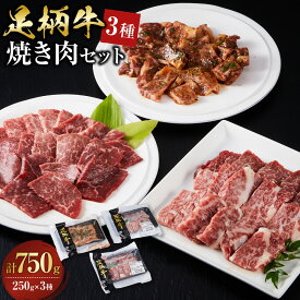 【ふるさと納税】足柄牛3種焼肉セット（カルビ　上モモ　中落カルビ各250g）【 肉 国産 神奈川県 小田原市 】