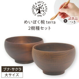 【ふるさと納税】【期間限定！試供品木製スプーン付き！】めいぼく椀テッラ大 2樹種セット(ブナ・サクラ)【めいぼく椀テッラ 13.0φ×7.4cm 手作り ウレタン塗装 国産天然木 おしゃれ プレゼント 記念 お祝い 夫婦 神奈川県 小田原市 】