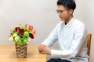 【ふるさと納税】《記念日に届くお花シリーズ》アレンジメントSサイズ_レッド系