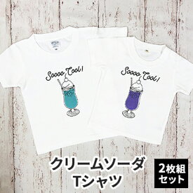 【ふるさと納税】2人兄弟姉妹でおそろい /クリームソーダ パープル（小）×ブルー（大）/ Tシャツ2枚組ギフトセット　【 ファッション 子供服 キッズ お揃いコーデ オソロコーデ お出かけ トップス 】