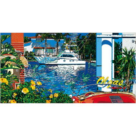 【ふるさと納税】版画 鈴木英人版画 「マイアミの碧い運河2」 フレーム付き 絵画 アート 絵 芸術 インテリア サイン入り アメリカ マイアミ 運河 逗子市 神奈川県　絵画