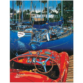 【ふるさと納税】版画 鈴木英人版画 「情熱に生きる 2」 フレーム付き 絵画 アート 絵 芸術 インテリア サイン入り アメリカ フロリダ 運河 ヨット クルーザー 逗子市 神奈川県　絵画