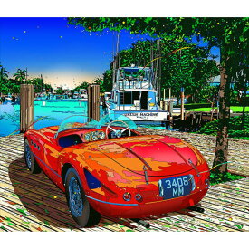 【ふるさと納税】版画 鈴木英人版画 「恋するマイアミ 2」 フレーム付き 絵画 アート 絵 芸術 インテリア サイン入り アメリカ マイアミ 運河 逗子市 神奈川県　絵画