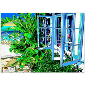 【ふるさと納税】版画 鈴木英人版画 「フィギュア オブ ハミルトンビーチ」 フレーム付き 絵画 アート 絵 芸術 インテリア サイン入り バミューダ島 逗子市 神奈川県　絵画