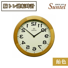 【ふるさと納税】（飴色）QL889脳トレ逆転時計　760g ／ 逆転時計 壁掛け時計 脳トレクロック ミラー用時計 理美容室向け インテリア時計 変わり種クロック 会話の話題に 店舗用ディスプレイ オフィス用 デザイン時計 角型フレーム おしゃれ雑貨 ギフトアイテム 厚木市