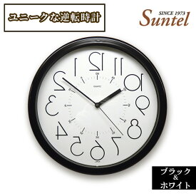 【ふるさと納税】QL886＿WH　ユニークな逆転時計 ／ 逆転時計 デザイン時計 インテリア 掛け時計 ホワイト 静音 モダン 雑貨 厚木市