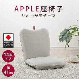 【ふるさと納税】APPLE座椅子 A254a-14段 グレー【日本製】 ／ 座椅子 クッションチェア りんごモチーフ リビング 子ども部屋 一人暮らし コンパクト 14段リクライニング 日本製 インテリア かわいい ローチェア くつろぎ 厚木市