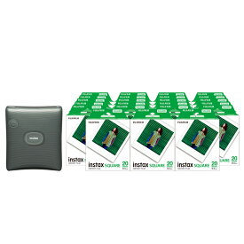【ふるさと納税】 「スマホプリンターinstax&trade;“チェキ”スクエアセット」instax&trade; スクエアフォーマットフィルム 2パック×23（合計460枚撮影可能）スマホプリンター“チェキ”「instax SQUARE Link&trade; Midnight Green」×1