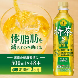 【ふるさと納税】お茶 定期便 3ヶ月 伊右衛門 特茶 500ml × 48本(2ケース) サントリー 特定保健用食品 トクホ 緑茶 ペットボトル 500 茶 日本茶 国産 トクホ茶 飲料 飲み物 ドリンク ペットボトル飲料 箱 ケース 脂肪 体脂肪 減らす 神奈川 綾瀬市 定期 3回