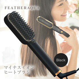 【ふるさと納税】【ブラック】ヒートブラシ ヘアアイロン マイナスイオン 耐熱ポーチ付 海外対応 ストレート カール 美容 家電 FFF-RFB2MB