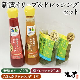 【ふるさと納税】 新漬オリーブ＆ドレッシングセット【かねきち】 ／ グリーンオリーブ たまねぎドレッシング 梅ドレッシング 湘南 送料無料 神奈川県 特産品 No.075