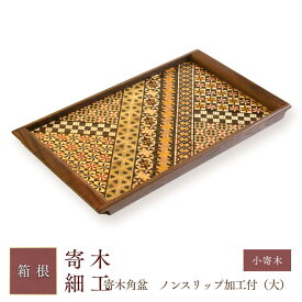 【ふるさと納税】寄木袖付き長角盆　小寄木（大） | 工芸品 装飾品 民芸品 木工品 寄木細工 クラフト 木製 御盆 お盆 角盆 デザイン 伝統工芸 人気 おすすめ ギフト 伝統 日本製 観光 お土産 送料無料 神奈川 箱根