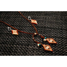 【ふるさと納税】箱根寄木細工　ダイヤ型ビーガン・レザー・ネックレス