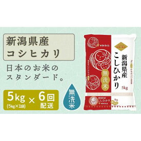 【ふるさと納税】【定期便全6回】無洗米新潟県産コシヒカリ5kg | お米 こめ 白米 食品 人気 おすすめ 送料無料