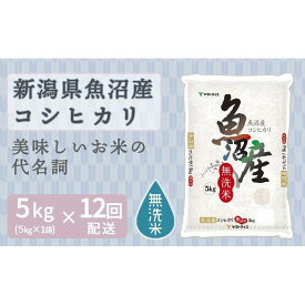 【ふるさと納税】【定期便全12回】無洗米新潟県魚沼産コシヒカリ5kg（受注の翌月から毎月配送）｜新潟県　新潟　魚沼　無洗米　こしひかり　米　おこめ　お米 | お米 こめ 白米 食品 人気 おすすめ 送料無料
