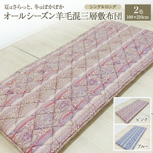 【ふるさと納税】夏はさらっと、冬はぽかぽか、オールシーズン羊毛混三層敷布団 100×210cm 寝具 敷き布団 布団 シングルロング 新潟市 新潟