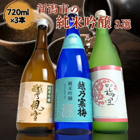 【ふるさと納税】日本酒 飲み比べセット 越後銘門酒会 新潟市の純米吟醸 飲み比べ 720ml×3本 （越乃寒梅 純米吟醸灑 越乃風雪 純米吟醸 越乃梅里 純米吟醸）N723B 新潟 セット 高級 辛口 ギフト 正月 年越し