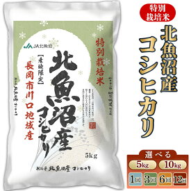 【ふるさと納税】米 定期便 5kg 10kg 令和7年産 新米 魚沼 コシヒカリ 特別栽培米 選べる回数・発送時期 1回 3回 6回 12回 3ヶ月 6ヶ月 12ヶ月 11月 12月 1月 2月 新潟こしひかり 精米 白米 お米 北魚沼産コシヒカリ特別栽培米（長岡川口地域）JA直送 （魚沼農業協同組合）