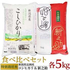 【ふるさと納税】米 白米 コシヒカリ 食べ比べ 新潟 令和5年 B7-22特別栽培米各5kgセット（ 新潟県長岡産新之助・コシヒカリ）