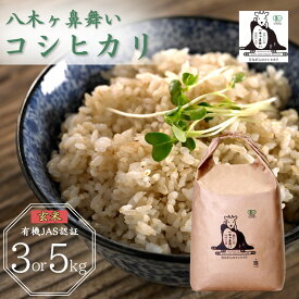 【ふるさと納税】有機JAS認証 コシヒカリ 玄米 3kg 5kg 選べる 「八木ヶ鼻舞い」 令和7年産 オーガニック 新潟県三条市産 コシヒカリ こしひかり 【012S023】