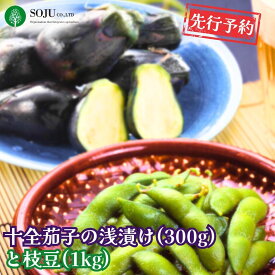 【ふるさと納税】先行予約 十全茄子の浅漬け(300g)と枝豆(1kg) 令和8年度 新潟県 三条市産 なす 漬物 茄子漬 [三条果樹専門家集団]【010P048】