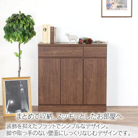 【ふるさと納税】リビングキャビネット 幅90 ブラウン 木製 収納 棚 リビング収納 インテリア 組立不要 配線よけ [川口工器] 【133S002】