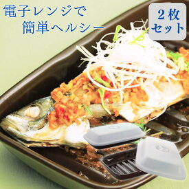 【ふるさと納税】大きめ蓋付き電子レンジ調理プレート マイクロウェーブヒートプラス(クリア)2枚セット 時短調理に【014P041】