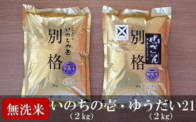 【ふるさと納税】【令和5年産米】中村農研 いのちの壱・ゆうだい21 無洗米 各2kg 食べ比べセット（計 4kg）【 米 お米 新潟県 柏崎市 】