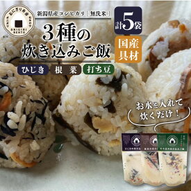 【ふるさと納税】 無洗米 炊き込みご飯 5個 コシヒカリ 打ち豆 ひじき 根菜 オニギリ おこめ お米 米 ご飯 ごはん 人気ご飯 無添加 健康 自然 安心 キャンプ アウトドア キャンプ飯 簡単 長期 保存 保存食 備蓄食 防災 年末 年始 関川産業 新潟県 新発田市 sekikawa005