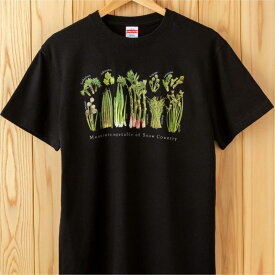 【ふるさと納税】世界で唯一!着る山菜!!【山菜図鑑Tシャツ・黒】綿100% 半袖 ファッション メンズ レディース 洋服 新潟 　お届け：ご用意でき次第、順次発送となります。