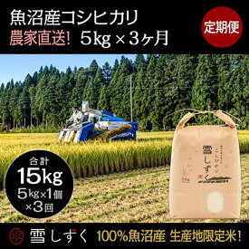 【ふるさと納税】【令和7年産】定期便！魚沼産コシヒカリ【合計15kg】毎月5kg×3回 お米 ブランド米 銘柄米 精米 白米 ご飯 おにぎり お弁当 和食 産地直送 　お届け：10月以降より準備でき次第、寄付ご入金確認月の翌月より順次発送いたします