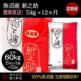 【ふるさと納税】定期便！魚沼産 新之助【合計60kg】5kg×12回　【定期便・ お米 米 こめ コメ 魚沼産 5kg 】　お届け：準備でき次第、順次発送いたします。