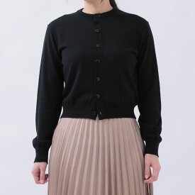 【ふるさと納税】レディース 天竺 無地 丸首 カーディガン 全3色 オフホワイト/クロ/グレー S-M/L-LL（FURU-003）