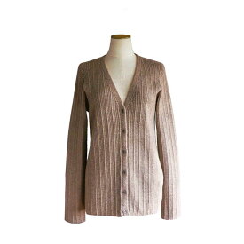 【ふるさと納税】 服 トップス カーディガン 【ルーエンローズ】カシミヤランダムリブVネックカーディガン（ブラウン）RU-2211-09