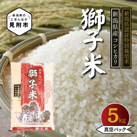 【ふるさと納税】米 5kg 10kg 新潟県産 こしひかり 特別栽培米 コシヒカリ コスパ 真空パック米「獅子米」 お米 精米 ごはん ブランド 品種 定期便 送料無料 新潟県認証米 ご飯 安心安全 ブランド 減農薬 お米 おこめ 新潟産 新潟 見附 見附市