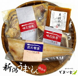 【ふるさと納税】「どまいち 詰合せ（3〜4品程度）」 銀鱈 イカ 鮭 のみそ漬、一夜干し、鶏の香味漬 豚の塩麹漬 など 詰合せ 新潟 見附市 魚介類 水産加工品 畜産加工品 など 美味しい 贈り物 名産品 老舗名店の味 送料無料