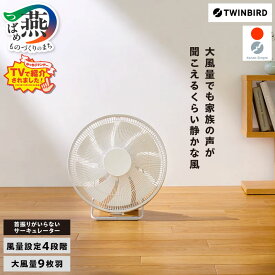 【ふるさと納税】 ツインバード 首振りがいらないサーキュレーター KJ-D783W【 グッドデザイン賞 がっちりマンデー サーキュレーター 扇風機 ホワイト 静音 9枚羽 4段階 大風量 水洗い可 部屋干し 乾燥 送風 省エネ 家電 電化製品 TWINBIRD 新潟県 燕市 燕三条 】 [10002428]