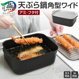【ふるさと納税】 天ぷら鍋角型ワイド アミ・フタ付 スクエア型 【 天ぷら鍋 角型 アミ付 フタ付 IH対応 ガス対応 キッチンツール キッチン用品 調理器具 調理用品 揚げ物 フライ 唐揚げ 日本製 燕三条製 蓋付 蓋付き アーネスト 新潟県 燕市 燕三条 】 [10001568]