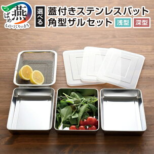 蓋付きステンレスバット・角型ザルセット 浅型/深型 選べ...