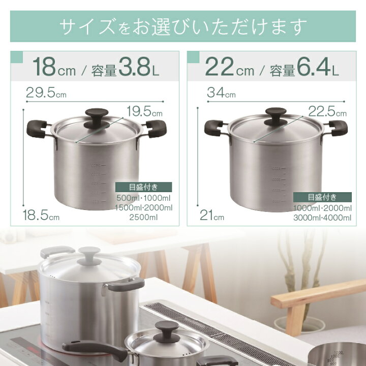 楽天市場】【ふるさと納税】 コンテント 寸胴鍋 18cm/22cm (目盛付 