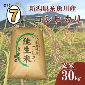 【ふるさと納税】 令和7年産 新米予約 『新潟県産コシヒカリ』 玄米 30kg 農家直送（精米サービス可能） 農家直送 あぐ里能生 プロが認めたうまい米 ふっくらもちもち 糸魚川 農家自慢 精米 白米 おにぎり お弁当 新潟米 産地直送 コシヒカリ30kg あぐ里能生 米