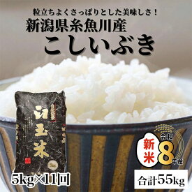 【ふるさと納税】こしいぶき 5kg×11回 合計55kg《令和8年産新米》【11ヶ月定期便】【10月以降順次発送】新潟県 糸魚川産 プロが認めたうまい米 臼玉米 コシヒカリの甘みを兼ね備えた早生品種 おすすめ 人気 お手頃価格 木島米穀店