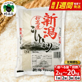 【ふるさと納税】最短1週間程度 発送 高評価 令和8年産 米 こしひかり 新潟県 妙高産 選べる 出荷時期 / 内容量 / 発送回数 2kg 5kg 10kg 20kg 定期便 2026年 新米 お米 精米 コシヒカリ こめ ごはん 米どころ 甘み 粘り 希少価値 ブランド米 新潟 新潟産 妙高市