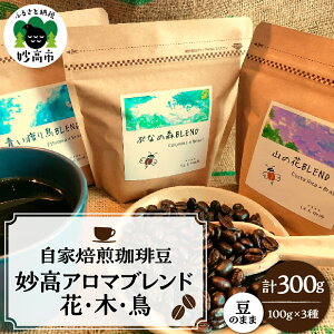 【ふるさと納税】コーヒー豆 妙高アロマブレンド【選べる 100g×2袋(花・木)/ 100g×3袋(花・木・鳥)】 コーヒー 珈琲 豆 ブレンド ブラジル コロンビア コスタリカ エチオピア 中浅煎り 中